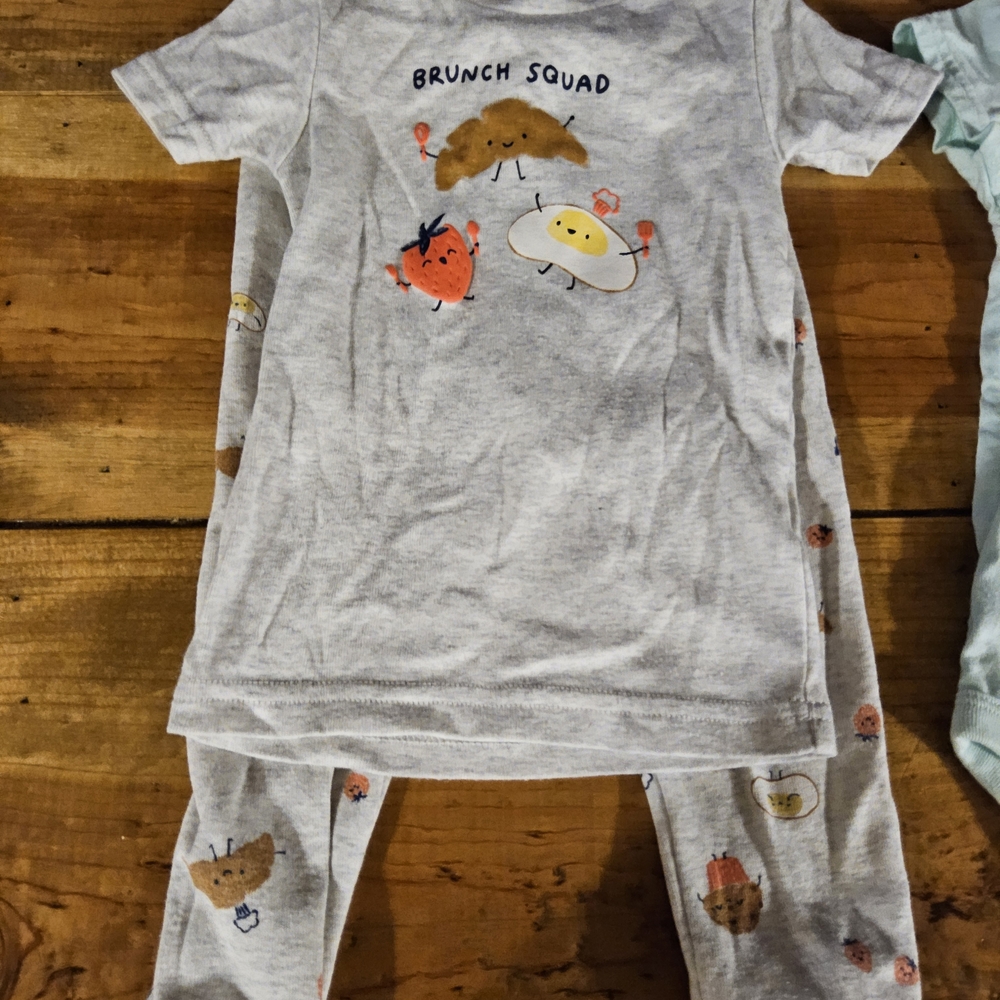 Kids "Brunch Squad" Gray Pajama Set 3 Pj Sets